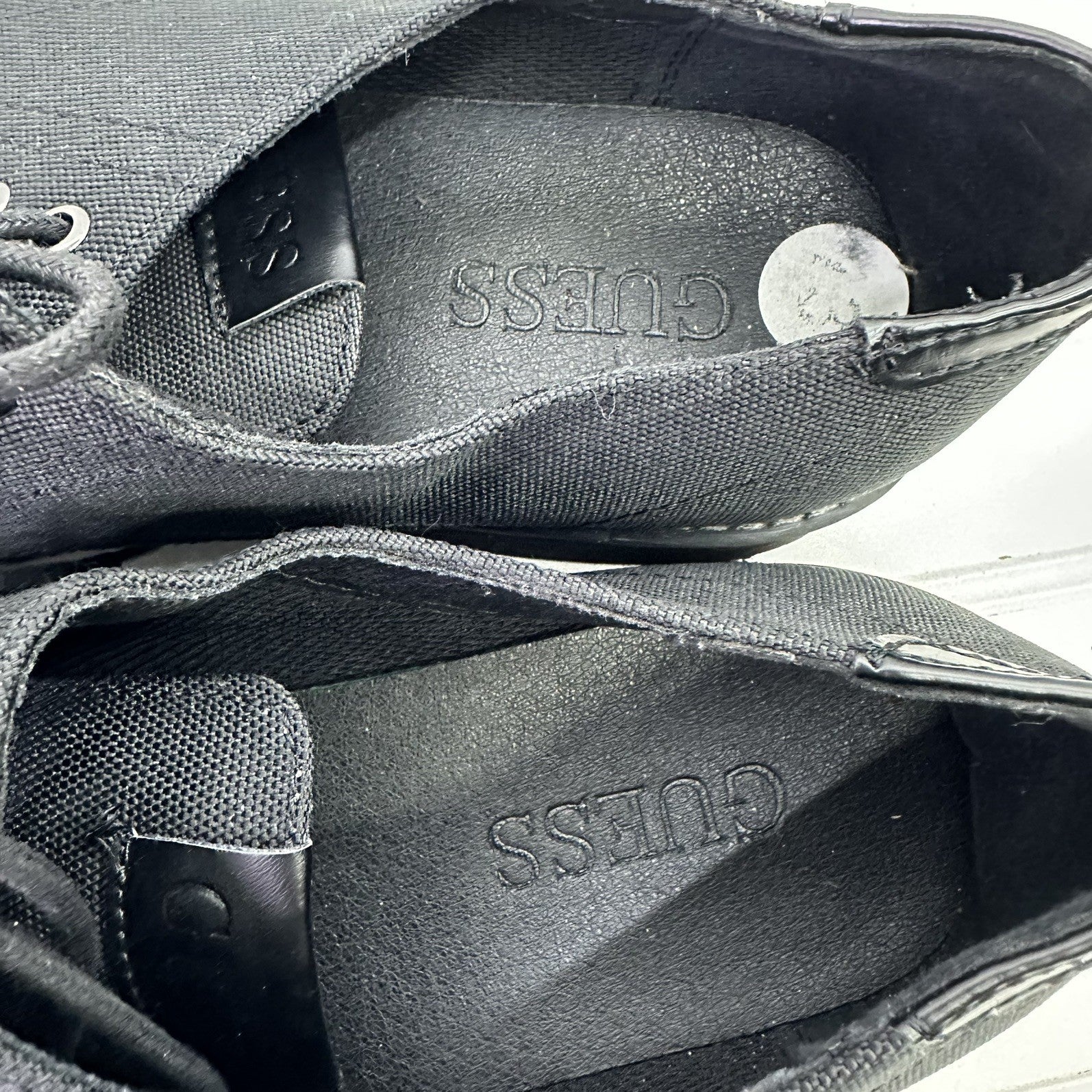 GUESS Tucker 3 Mens Dress Shoes Black Canvas Lace Up Black Toe NEW 13