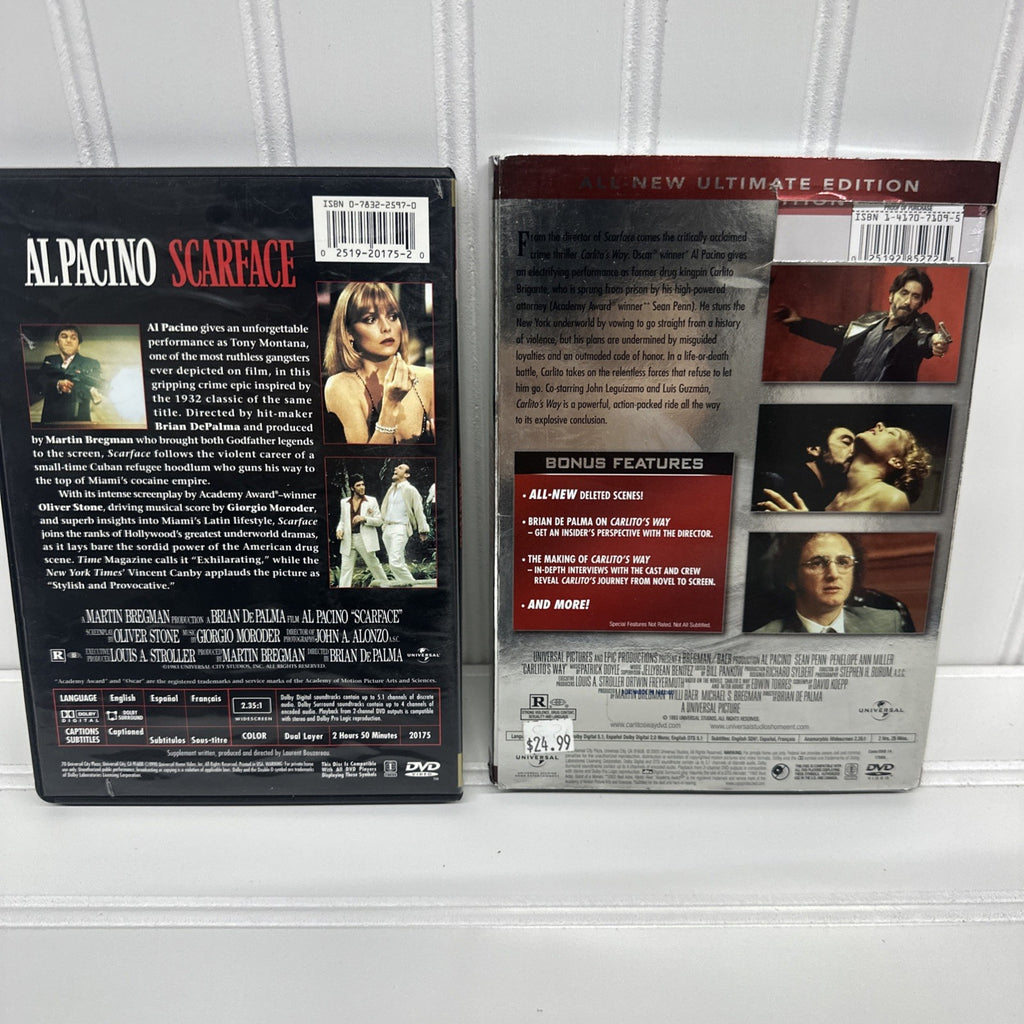 Scarface & Carlito’s Way DVD Lot Al Pacino Widescreen Used + New