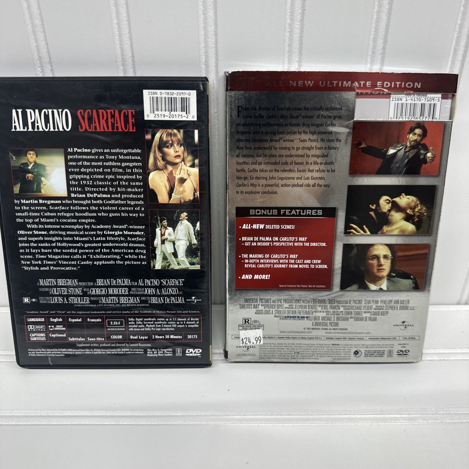 Scarface & Carlito’s Way DVD Lot Al Pacino Widescreen Used + New