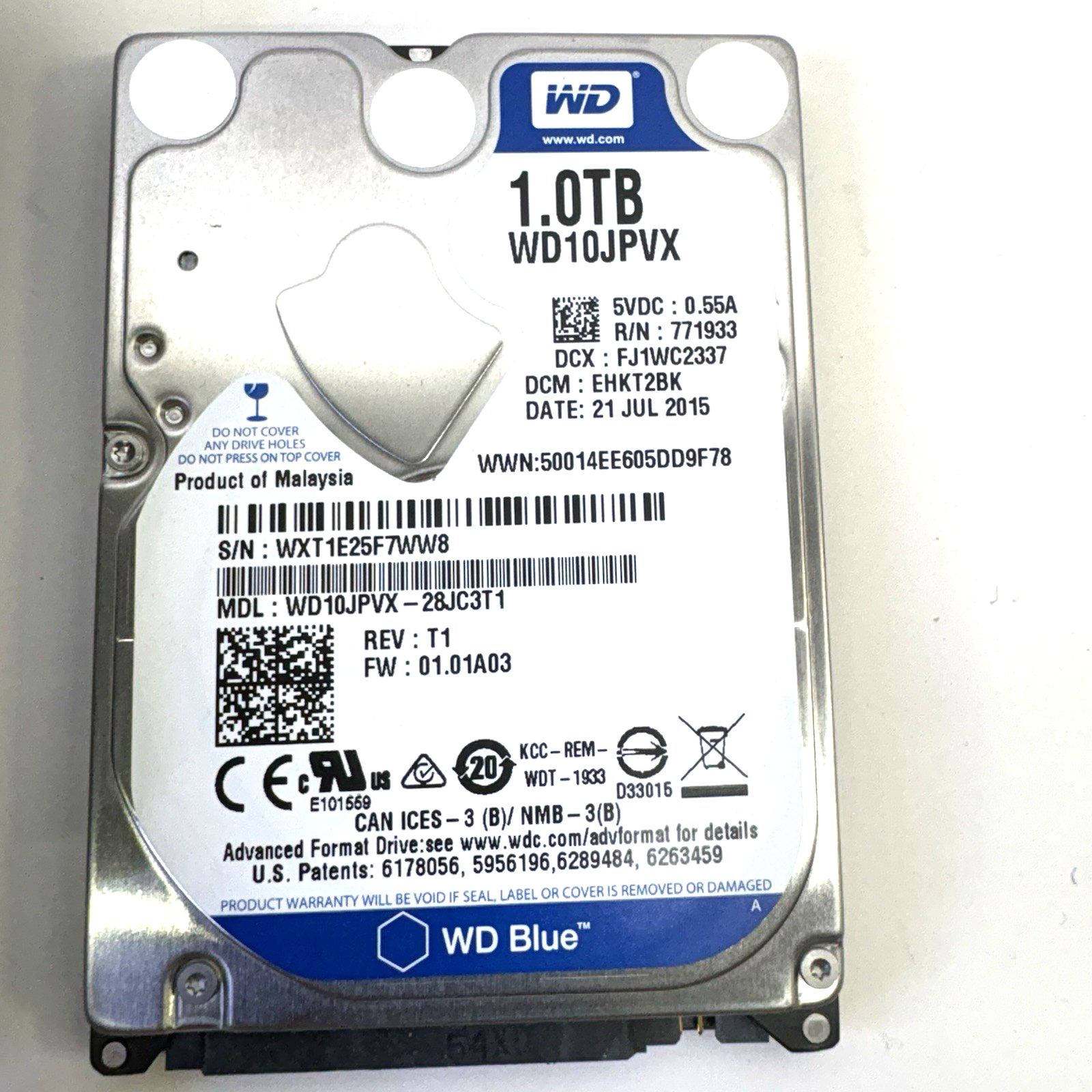 Xbox One 1540 1TB WD10JPVX HDD w/ Caddy & SATA Cable Tested Healt Good