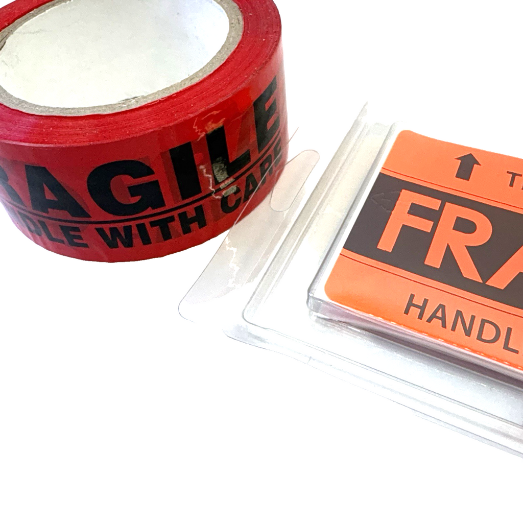 Fragile Red Packing Tape 1.89" x 76 Yds + 16 Fragile Shipping Labels New