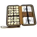 Vintage Travel Set of Dominos and Bridge Board and Cards in Handy Zipper Case