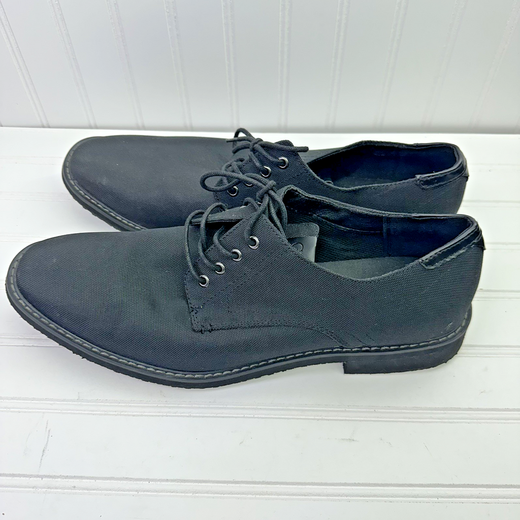 GUESS Tucker 3 Mens Dress Shoes Black Canvas Lace Up Black Toe NEW 13