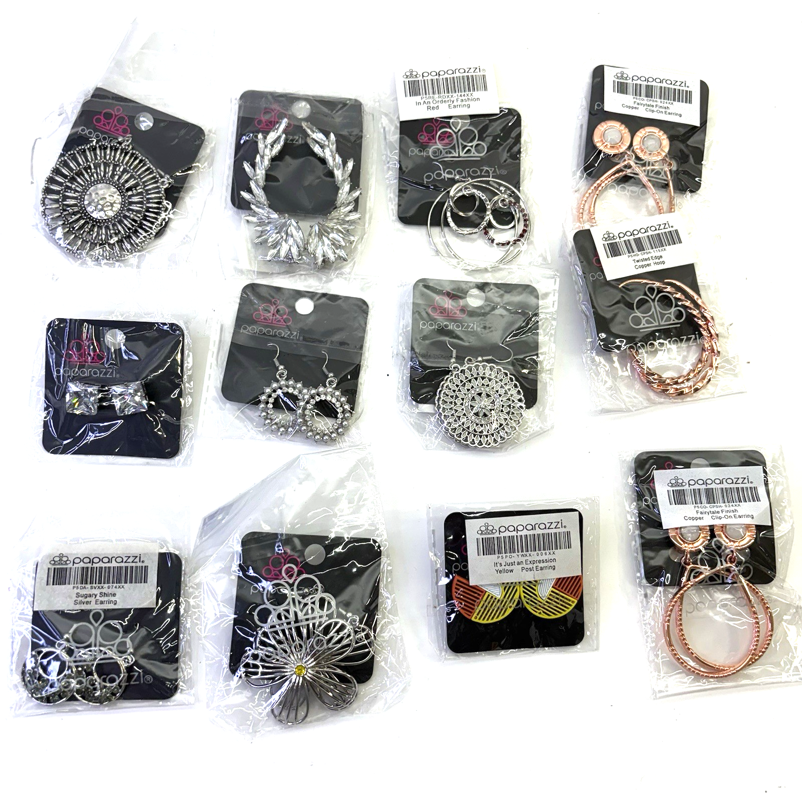 12x Paparazzi Earrings Lot New With Tags Mixed Styles Silver Copper Fashion + 1