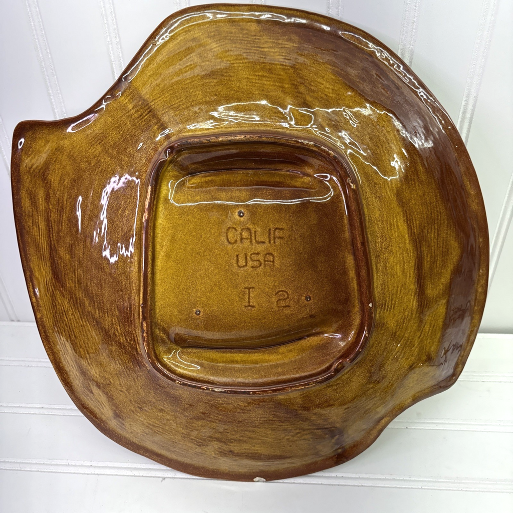Vintage 70s California Studio Pottery Ashtray MCM Large Square Stoner Art