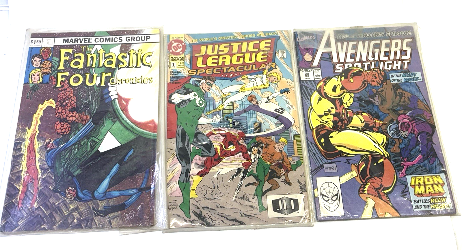 Lot of 3 Vintage Comic Books Fantastic Four Chronicles Justice League Avengers