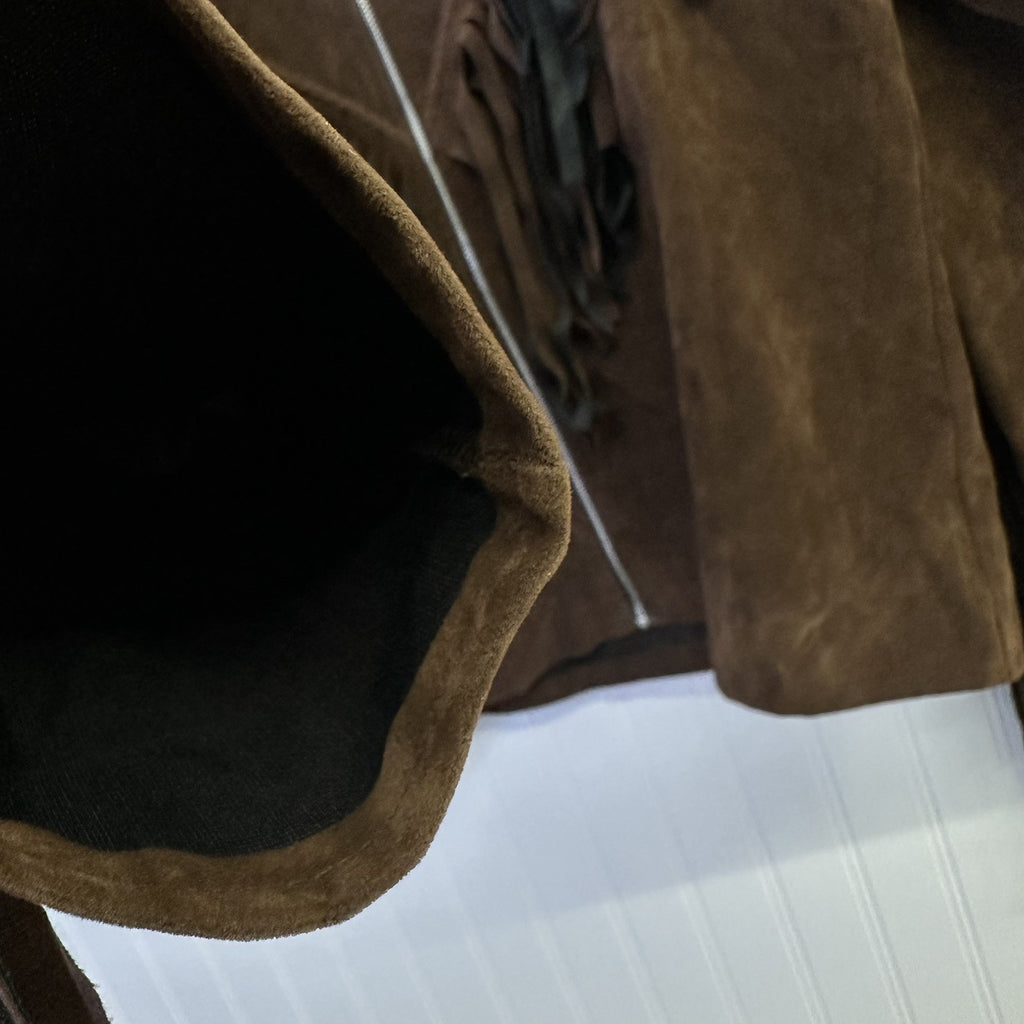 Modern Hero Fringe Western Jacket Brown Faux SuedeSize Adult Std M Cowboy Rodeo 