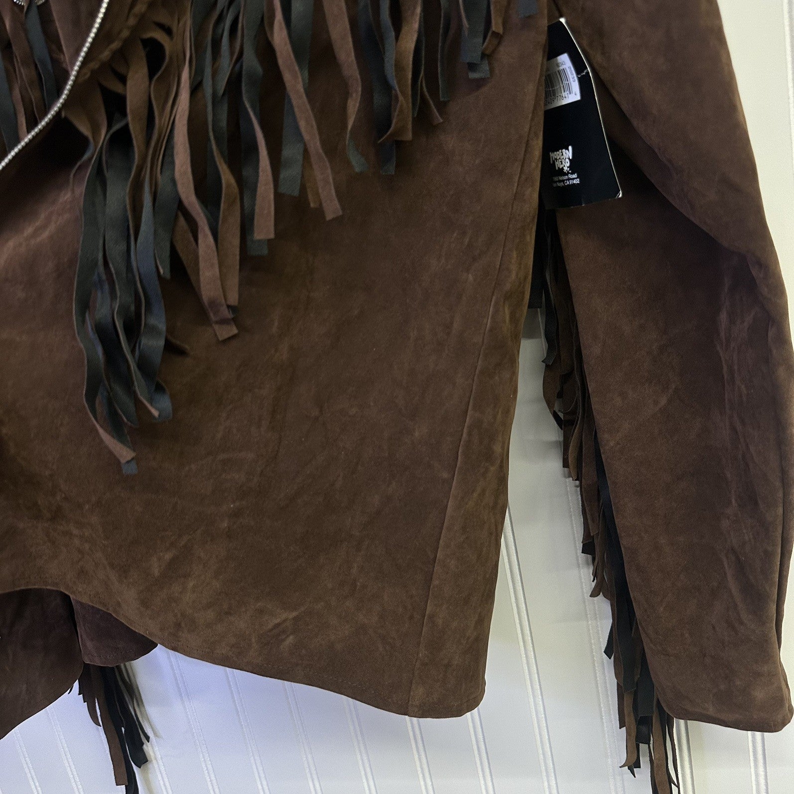 Modern Hero Fringe Western Jacket Brown Faux SuedeSize Adult Std M Cowboy Rodeo 
