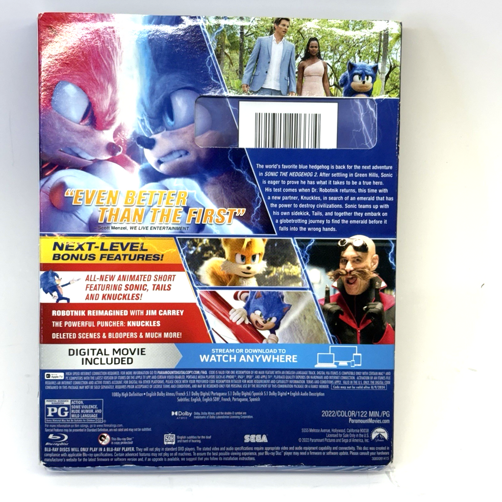 Sonic the Hedgehog 2 (Blu-ray, 2022)