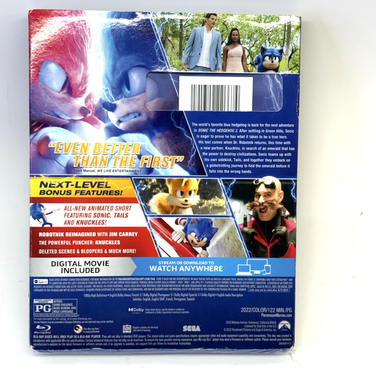 Sonic the Hedgehog 2 (Blu-ray, 2022)