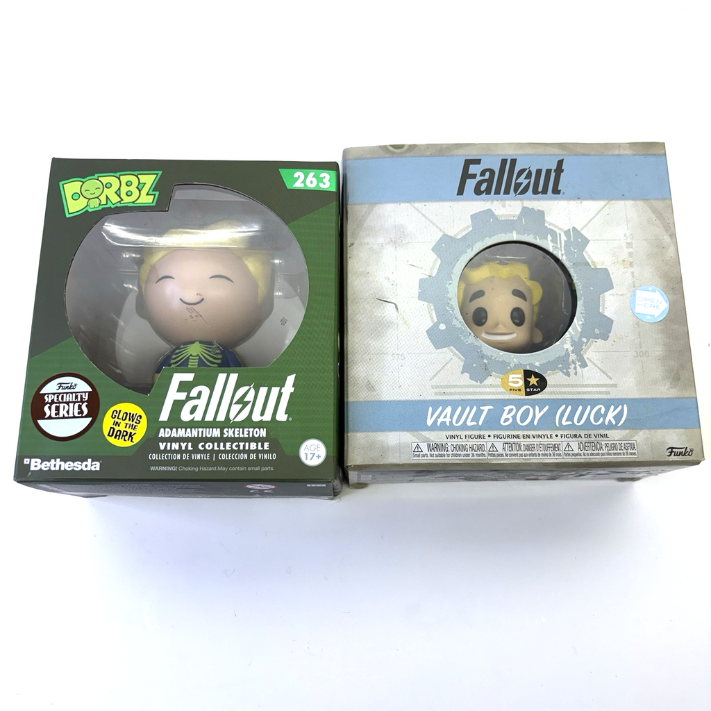 Funko Fallout Lot 2 Vault Boy Luck & Dorbz Adamantium Skeleton #263