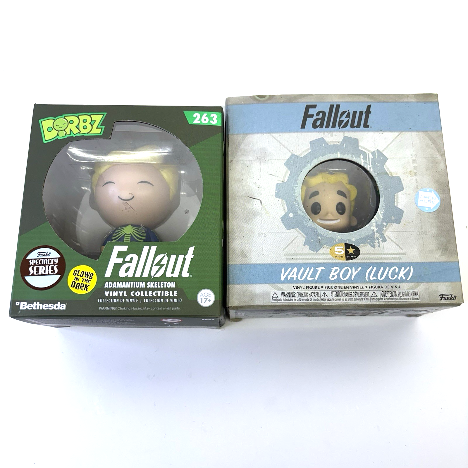 Funko Fallout Lot 2 Vault Boy Luck & Dorbz Adamantium Skeleton #263