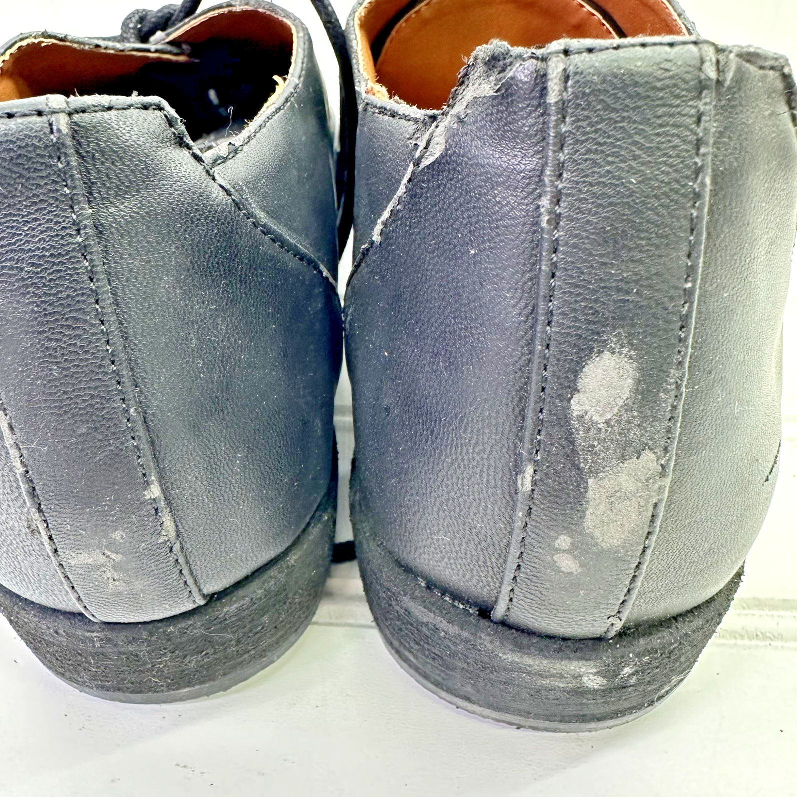WOMAN Matisse Vintage Oxford Shoes Sz 8M Black White Cap Toe Distressed Repair