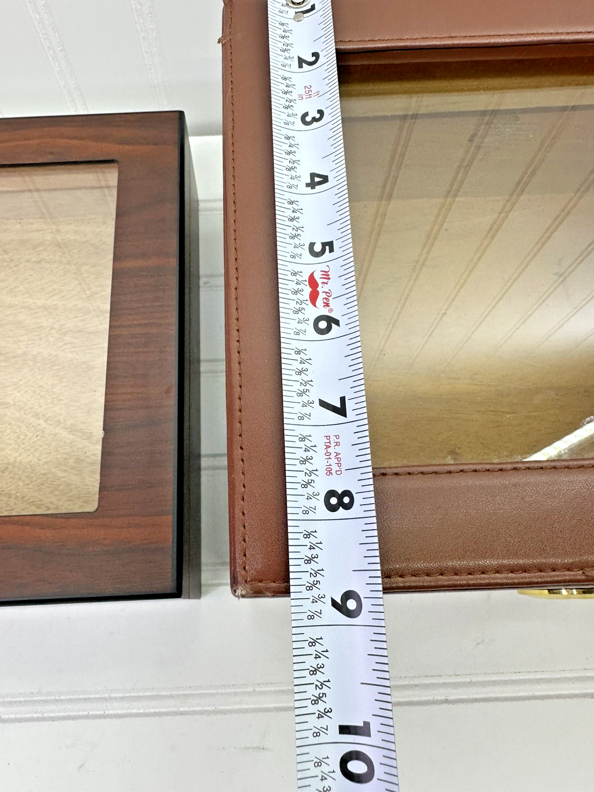 Lot of 2 Cigar Humidor Glass Top Box Hygrometer Cedar Wood Leather & Bald Eagle